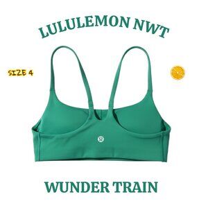 💚 Lululemon Wunder Train Strappy Bra - A/B Cup - Size 4 - NWT - Raceway Green